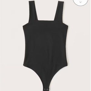 Abercrombie & Fitch Double-Layered Seamless Squareneck Bodysuit Black S NWT